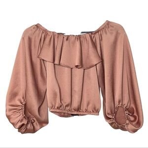 Tyche Flowy Ruffle Shirt S Boho Bardot Y2K Retro Glam Romantic Coquette Whimsy